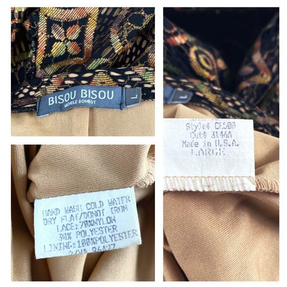 Vintage Bisou Bisou Boho Lace Brocade Pants Sz M - Picture 8 of 9